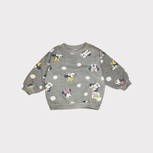 Disney Minnie Mouse Polkadot Gray Crewneck Sweatshirt